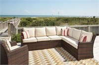 Ashley P451 Outdoor Wicker Sectional & Chair