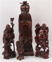 4 CHINESE WOOD CARVED FIGURINES STATUES