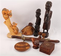 11 CARVED WOODEN ITEMS