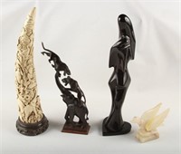 CARVED WATER BUFFALO HORN, COMPOSITE TUSK & MORE