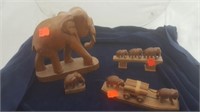 Carved Elephant Set.  4 Pieces Total.  Ivory