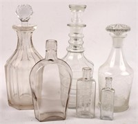 6 GLASS DECANTERS APOTHECARY BOTTLES