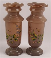 PAIR OF BRISTOL ART GLASS FIREGLOW VASES