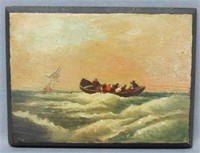 MINIATURE PAINTING ON BOARD OF A LIFEBOAT