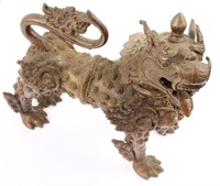 CHINESE BRONZE ARMORED DRAGON STATUE