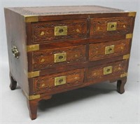 ASIAN CARVED ROSEWOOD 6 DRAWER TABLE TOP CHEST