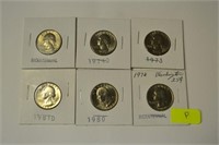 Uncirculated Quarters "73,74,76,80,81"