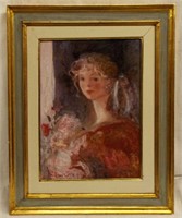 Artist Signed Oil On Canvas Portrait Of Woman