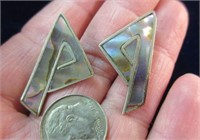 sterling silver & abalone clip earrings