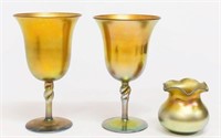 Antique Steuben Gold Aurene Art Glass Articles, 3