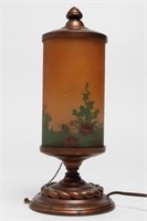 Art Nouveau / Arts & Crafts Reverse-Painted Lamp