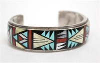 Zuni Silver & Mother of Pearl Cuff Bracelet