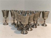 12 Silver Goblets Made In India T13