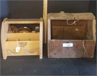 RARE WOODEN SHOESHINE KIT AND CADDY