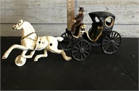 CAST IRON HORSE & CARRIAGE TOY