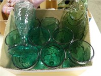 BOX - GREEN GLASS GOBLETS, ETC.