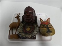 TRAY - WOMAN HEAD BUSK, CAT COVERED BOX, ANTELOPE