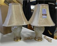 PAIR - GLASS TABLE LAMPS