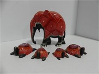 TRAY - ELEPHANT AND TURTLE WOODEN ORNAMENTS