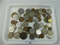 TRAY - ASSORTED FOREIGN COINS