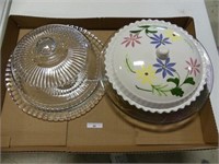 TRAY - PIE PLATE, CAKE KEEPER, TWO GLASS PLATES