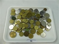 TRAY - ASSORTED FOREIGN COINS