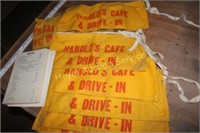 Harold's Cafe carhop aprons & Menus