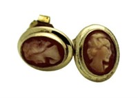 10kt Gold Vintage Cameo Earrings