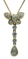 14kt Gold Diamont Butterfly Pendant w' Necklace