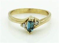 14kt Gold London Blue Topaz & Diamond Ring