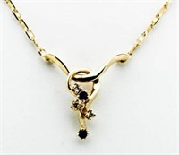 14kt Gold Genuine Sapphire & Diamond Necklace