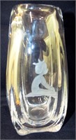 Kosta Boda Figural Incised Glass Vase