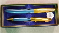 Linden Blue & Gold Pen Set in Box