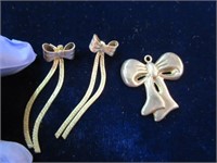 sterling bow pendant & sterling bow earrings