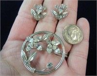 sterling silver brooch & earring set