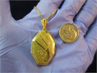 gold filled locket necklace - 24in. long