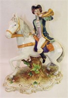 Hand Painted Porcelain Man And Rider Figurine
