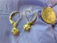 gold filled lever back earrings(balls with stones)