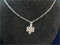 sterling flower pendant necklace - 18in. long