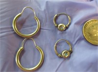 2 sets sterling small hoop earrings