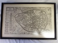 Vintage Framed Map of Brussels