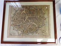 Antique Framed Map of  Mechlin, Netherlands