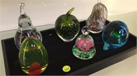 6 PC HAND MADE GLASS PAPERWEIGHTS
