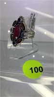 STERLING SILVER RING WITH GEMSTONES