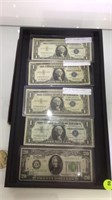 5 PC CURRENCY LOT - SILVER CERTIFICATS & $20 NOTE