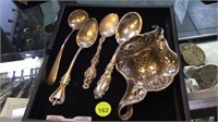 5 PC - STERLING SILVER SPOONS & TEABAG STRAINER