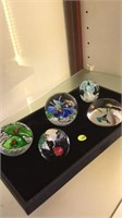 5 PC HAND MADE GLASS PAPERWEIGHTS