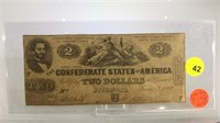 1862 CONFEDERATE STATE OF AMERICA $2. NOTE