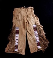 Sioux Beaded Warrior Leggings w/ Long Fringe 20th