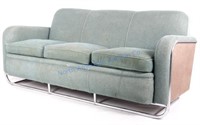 Art Deco Tubular Chrome & Corduroy Couch
